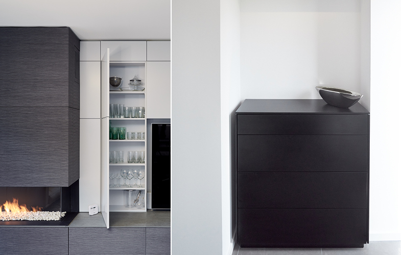 Maßanfertigungen wie z. B. diese Wohnwand und Garderobe aus den Werkstätten von raumideen in Dortmund und Iserlohn.