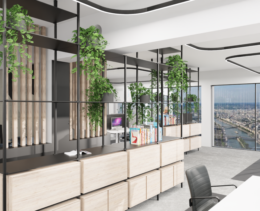 Offene Raumgestaltung verbunden mit smarter Aufteilung: Innenarchitektur-Konzepte für moderne Büroräume in der Region um Essen.